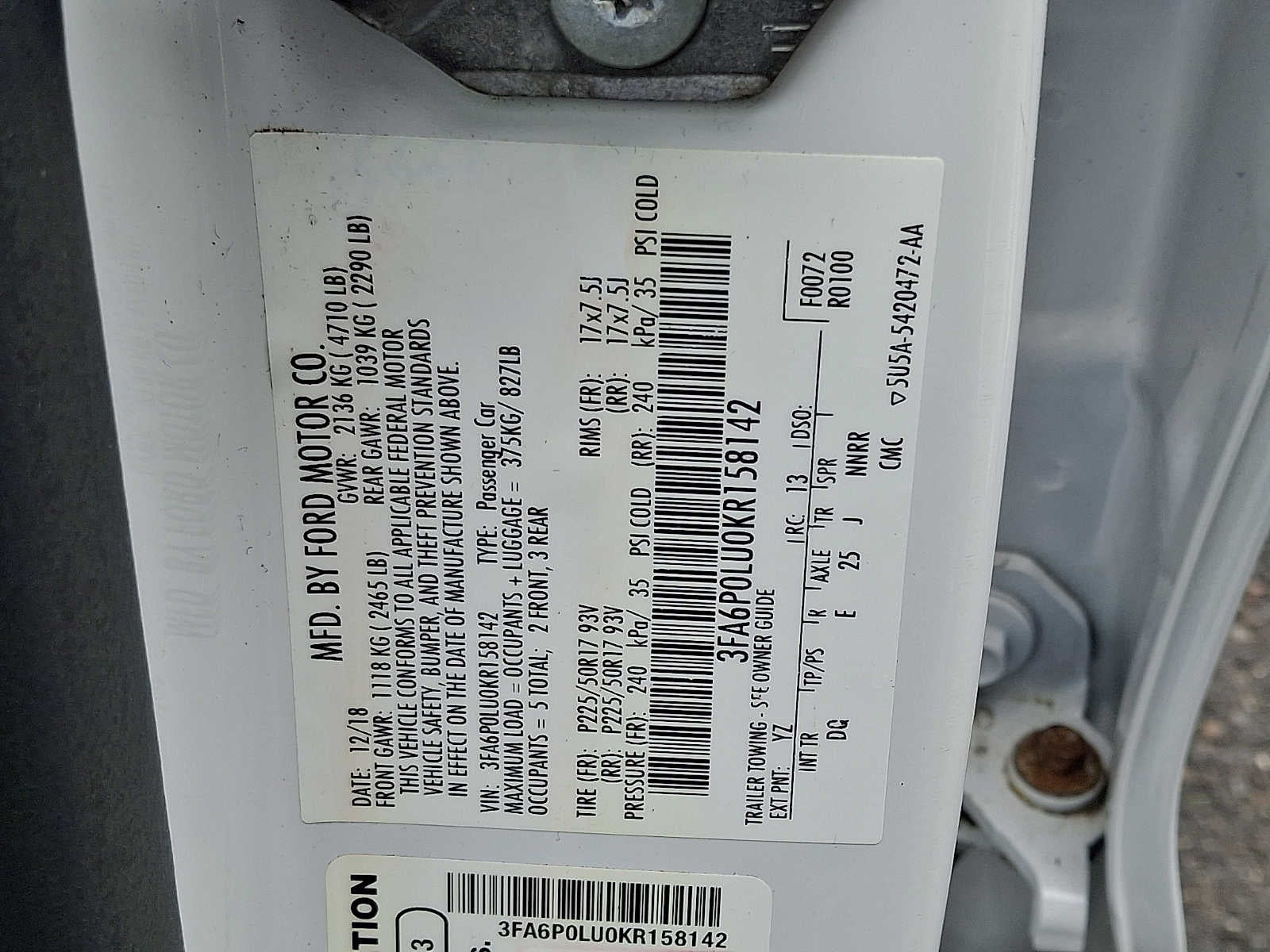 2019 Ford Fusion Hybrid SE