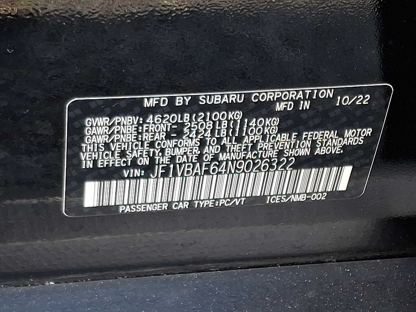 2022 Subaru WRX Premium