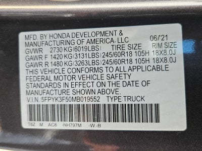 2021 Honda Ridgeline AWD RTL