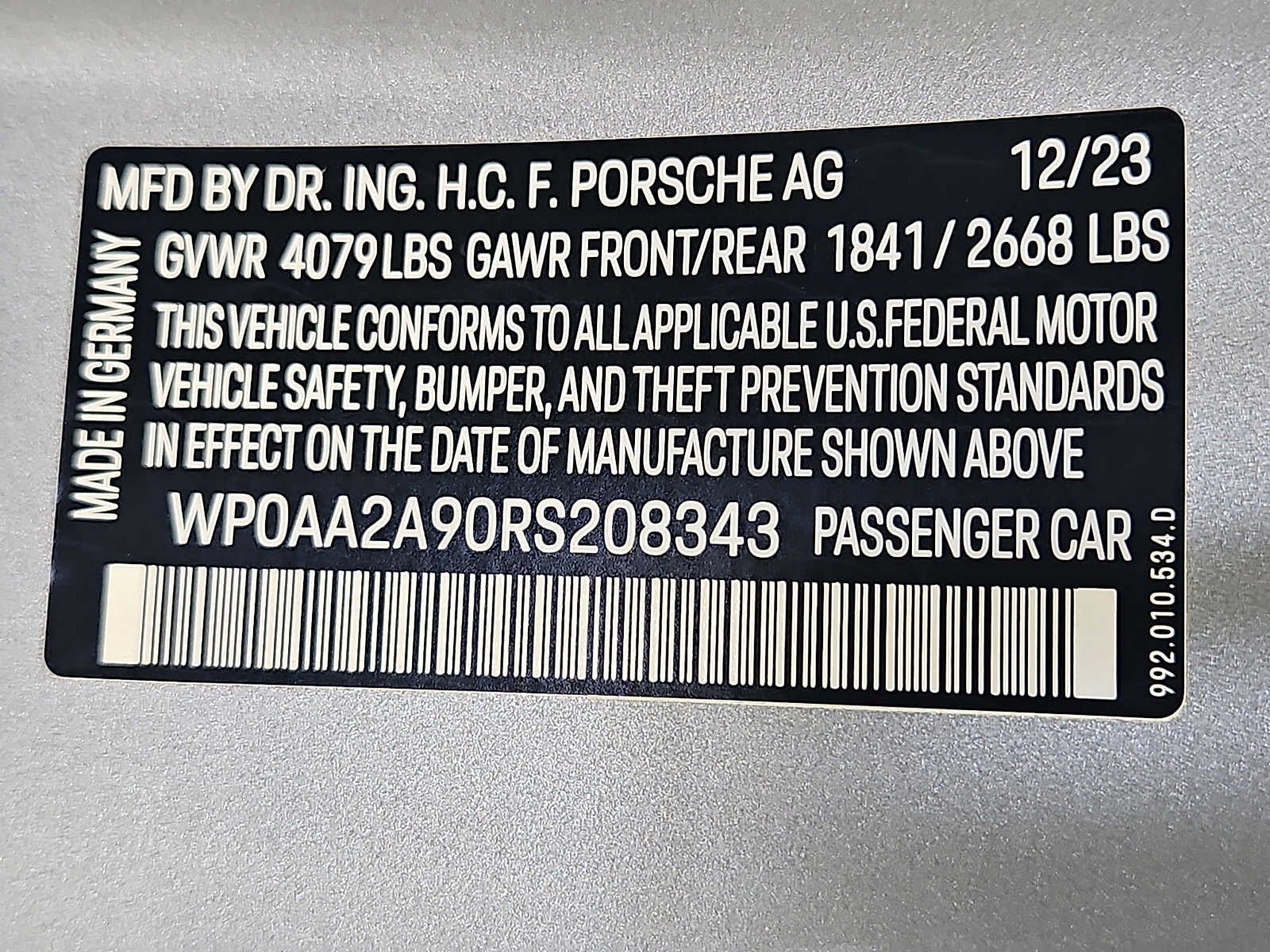 2024 Porsche 911 Carrera T