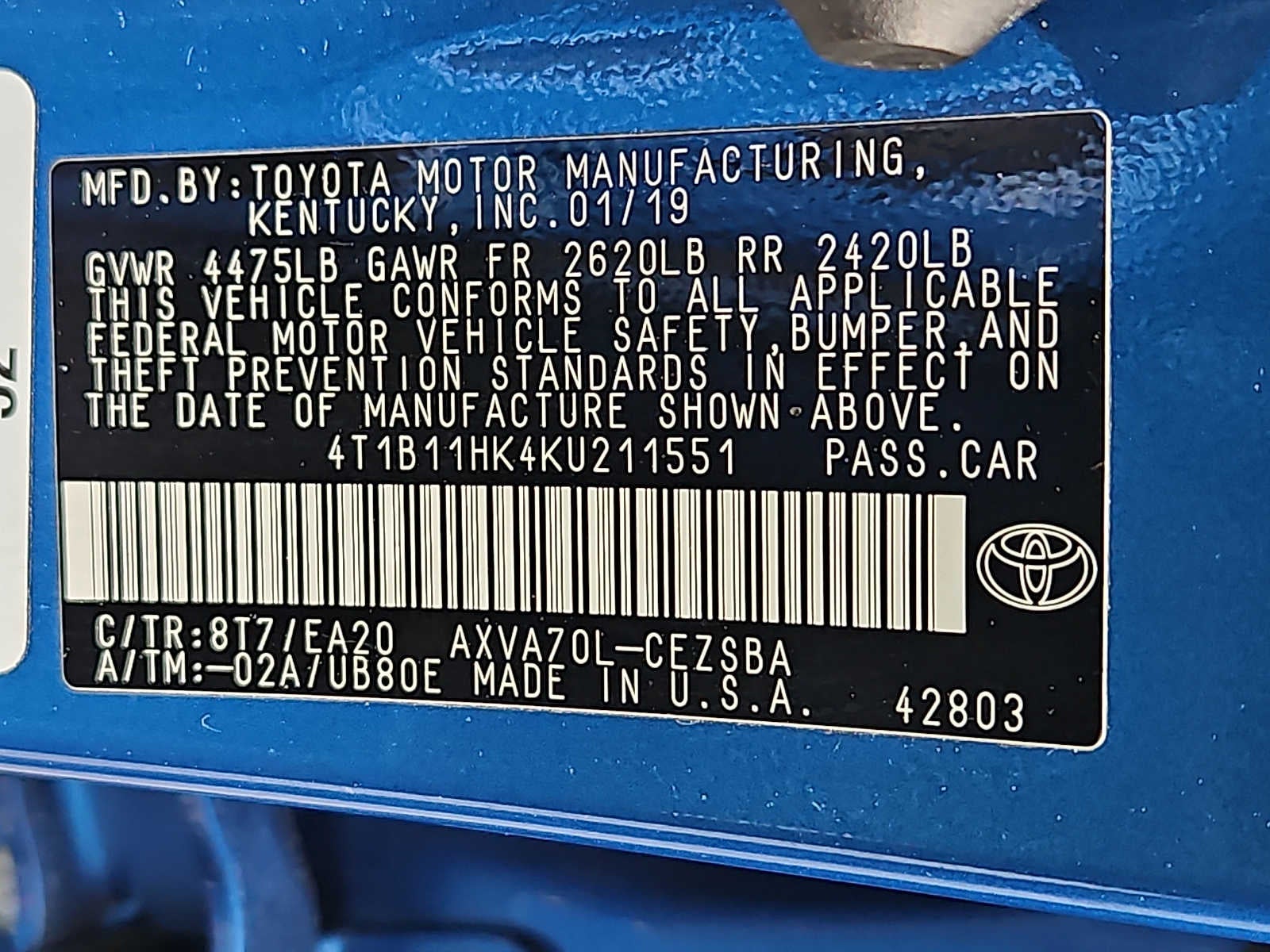 2019 Toyota Camry SE