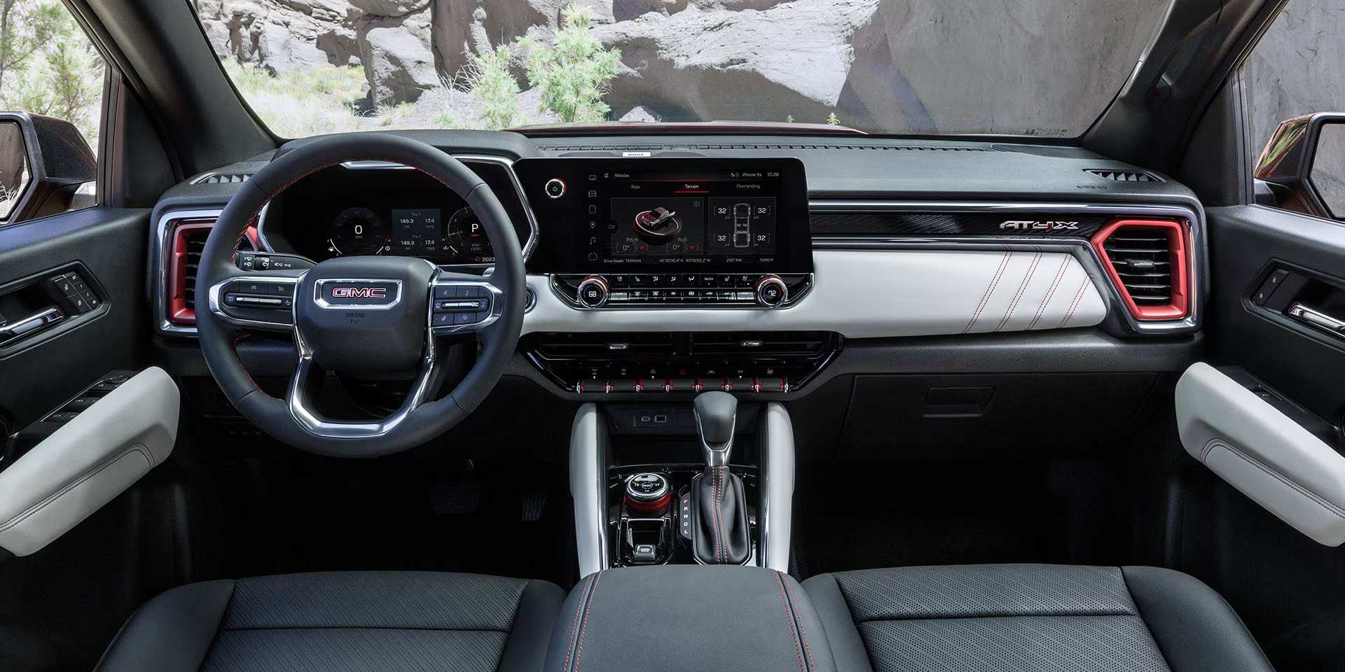 Premium interior layout of the 2026 GMC Canyon Denali showcasing the advanced technology and comfort features